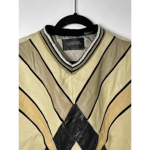 Vintage Coogi Style Sweater Size Large 90's 3D Textured Leather Knit Pullover - Picture 2 of 15